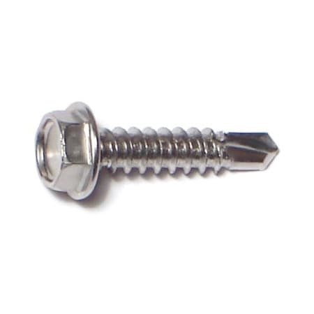 Midwest Fastener Self-Drilling Screw, #8 x 3/4 in, Zinc Plated Stainless Steel Flange Hex Head External Hex Drive 09843